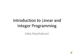 Linear integer programming