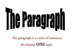 A paragraph is a series of sentences that are