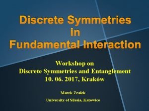 Discrete Symmetries in Fundamental Interaction Workshop on Discrete