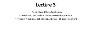 Classification of nutrients and their functions