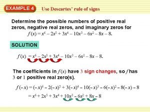 Descartes rule.of signs