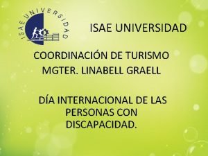 ISAE UNIVERSIDAD COORDINACIN DE TURISMO MGTER LINABELL GRAELL