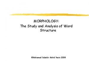 Analysis of word structure