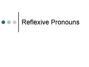 Reflexive Pronouns Reflexive Pronouns Main Entry reflexive pronoun