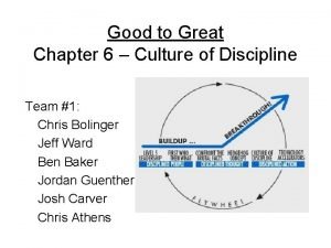 Good to great culture of discipline