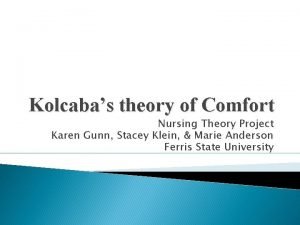 Kolcabas theory of Comfort Nursing Theory Project Karen