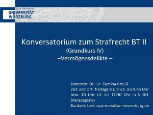 Konversatorium zum Strafrecht BT II Grundkurs IV Vermgensdelikte