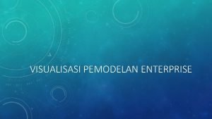 VISUALISASI PEMODELAN ENTERPRISE TOPIK BAHASAN 1 Viewpoint arsitektur