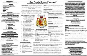 Family Meeting Our Family Dinner Placemat We meet