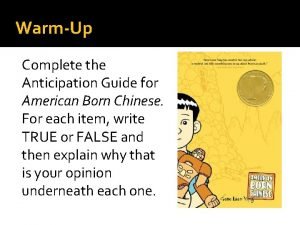 American born chinese anticipation guide