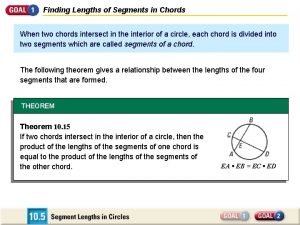 Finding Lengths of Segments in Chords When two