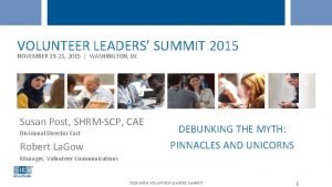 VOLUNTEER LEADERS SUMMIT 2015 NOVEMBER 19 21 2015