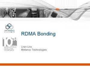 RDMA Bonding Liran Liss Mellanox Technologies Agenda Introduction