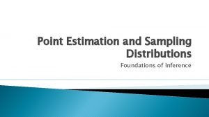 Point Estimation and Sampling Distributions Foundations of Inference