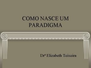 COMO NASCE UM PARADIGMA Dr Elizabeth Teixeira INICIANDO