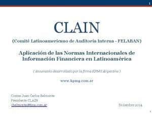 1 CLAIN Comit Latinoamericano de Auditora Interna FELABAN