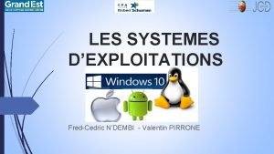 LES SYSTEMES DEXPLOITATIONS FredCedric NDEMBI Valentin PIRRONE TABLE