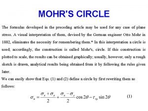 Mohrs circle equation