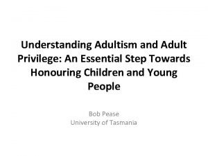 Adultism categories Adultism categories