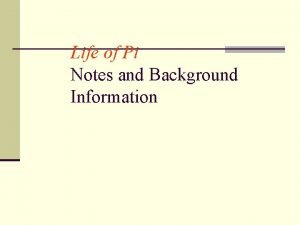 Life of pi background information