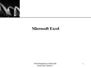 XP Microsoft Excel New Perspectives on Microsoft Excel