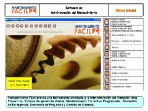 Software de Administracin del Mantenimiento Men Inicial Mantenimiento