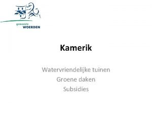 Kamerik Watervriendelijke tuinen Groene daken Subsidies Vanavond Vanavond