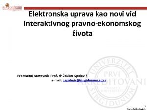 Elektronska uprava kao novi vid interaktivnog pravnoekonomskog ivota