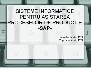 SISTEME INFORMATICE PENTRU ASISTAREA PROCESELOR DE PRODUCTIE SAPApostol