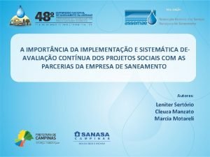 REALIZAO A IMPORT NCIA DA IMPLEMENTAO E SISTEMTICA