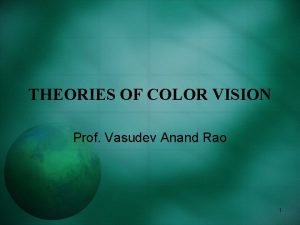 THEORIES OF COLOR VISION Prof Vasudev Anand Rao