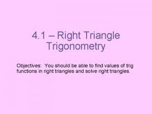 Objectives of trigonometry