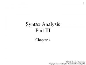 1 Syntax Analysis Part III Chapter 4 COP