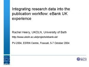 Integrating research data into the publication workflow e