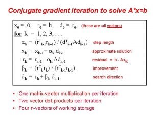Conjugate gradient iteration to solve Axb x 0