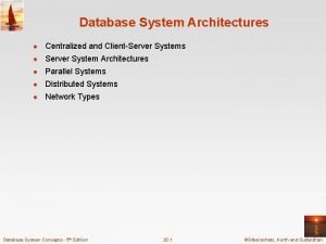 Database System Architectures Centralized and ClientServer Systems Server