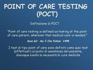 Point of care definizione