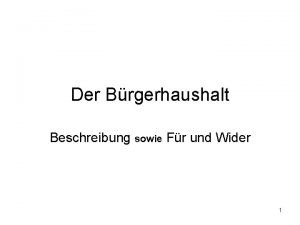 Der Brgerhaushalt Beschreibung sowie Fr und Wider 1