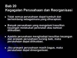 Kegagalan perusahaan dan reorganisasi