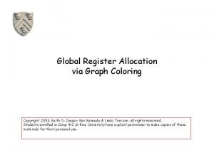 Global Register Allocation via Graph Coloring Copyright 2003