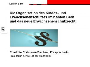 Kanton Bern Die Organisation des Kindes und Erwachsenenschutzes