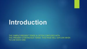 Introduction of simple present tense Introduction of simple present tense