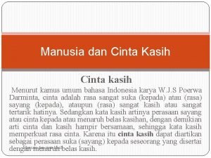 Manusia dan cinta kasih