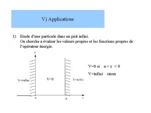 V Applications 1 Etude dune particule dans un