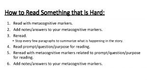 Metacognitive markers examples
