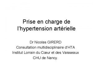 Prise en charge de lhypertension artrielle Dr Nicolas