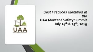 Best Practices Identified at the UAA Montana Safety