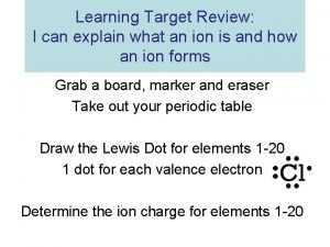 Learning Target Review I can explain what an