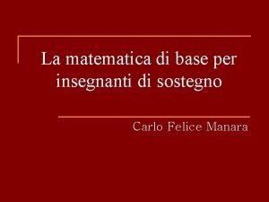 La matematica di base per insegnanti di sostegno