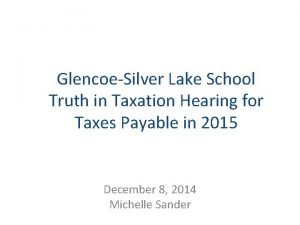 GlencoeSilver Lake School Truth in Taxation Hearing for